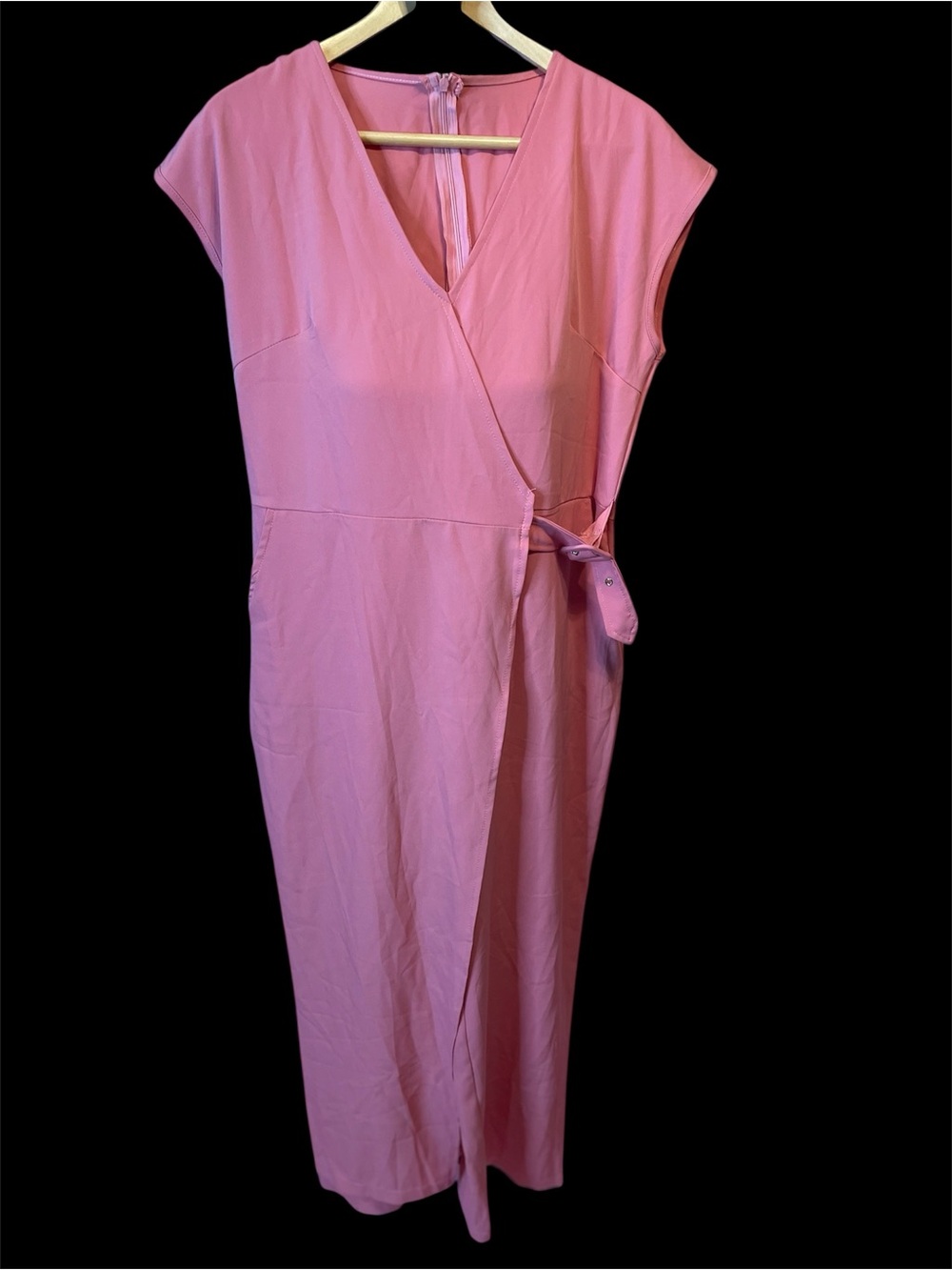 Pink Sleeveless Belted Jumpsuit Wide Leg One Piece Spring Summer Outfit
